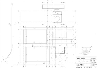 Fundamentplan og oversikt over grunnarbeider for en biogassanlegg.