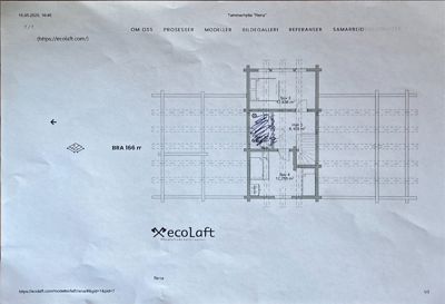 Etasjeplan (etasjeplan) som viser romfordeling, arealer og en trapp i en bygning.