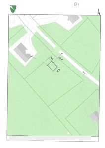 Situasjonsplan som viser eiendomsinndeling (180/31, 180/39, 180/40, 180/38), vegforhold, høydemål og en tegnet bygning i 180/39.