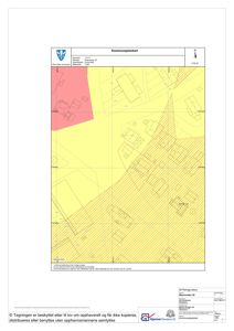Kommuneplankart som viser eiendomsnummer, areal, matrikkelnummer, kommuneplanstatus og nabolagsforhold.