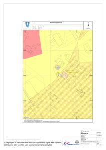 En kommuneplankart som viser eiendommen Eikerveien 35, med arealbruksinndeling (fargekodet) og bygningers plassering.