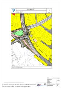 Reguleringsplankart som viser tomtens plassering, arealer og reguleringer i forhold til nabolaget.