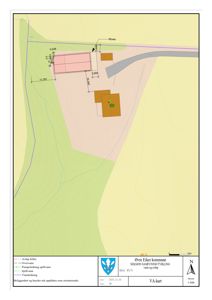 Situasjonsplan (VA-kart) som viser tomtens form, beliggenhet i forhold til naboarealer og vannledninger.