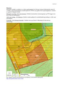 Kart som viser regulert område med arealbrukskoder (f.eks. Ba1, M1) og vei (Fr9) i Leka kommune.