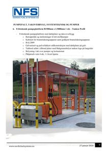 Fotografi av en ferdigmontert pumpepalt med takoverbygg og brannslukningsapparat.