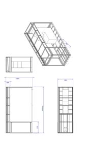 Tegning som viser detaljert oppriss og snitt av en modulær konstruksjon (trollbunnsmodul) med mål på 5000x1800 mm.