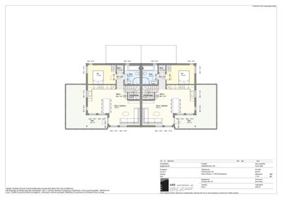 Etasjeplan for et flerboligbygg som viser romfordeling, arealer og funksjoner.