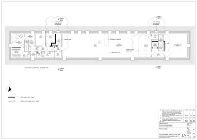 Etasjeplan (Plan 2) som viser romfordeling, vegger og dører for en bygning.