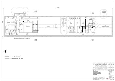 Etasjeplan (1. etasje) som viser romfordeling, veggtyper og dører for en bygning.