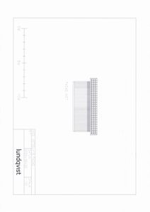 Fasadetegning (opprikk) av bygningen sett fra vest.