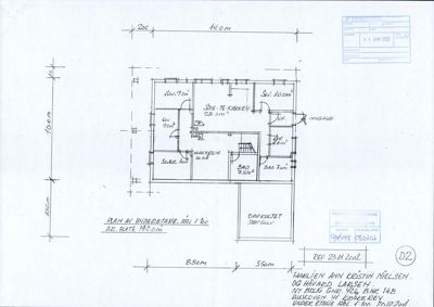 Etasjeplan (underetasje) med romfordeling, mål og arealoppsett for en bolig.