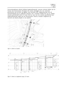 Bildet viser to tekniske snittegninger (borplan og lengdesnitt) som illustrerer grunnforholdene langs en trasé.