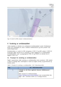 Et utsnitt fra NVEs temakart som viser kvikkleireskjerisiko for et planlagt område.