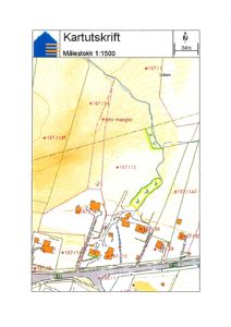 Situasjonsplan (kartutskrift) som viser tomtens beliggenhet, grenser, høydemålinger og nabolag.