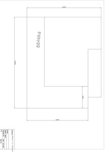 En tegning som viser etasjeplan for en bygning med romfordeling og dimensjoner.
