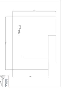 En tegning som viser etasjeplan for et påbygg, med angitte mål og romfordeling.