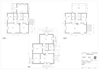 Etasjeplaner (1. etasje og 2. etasje) med romfordeling og mål.
