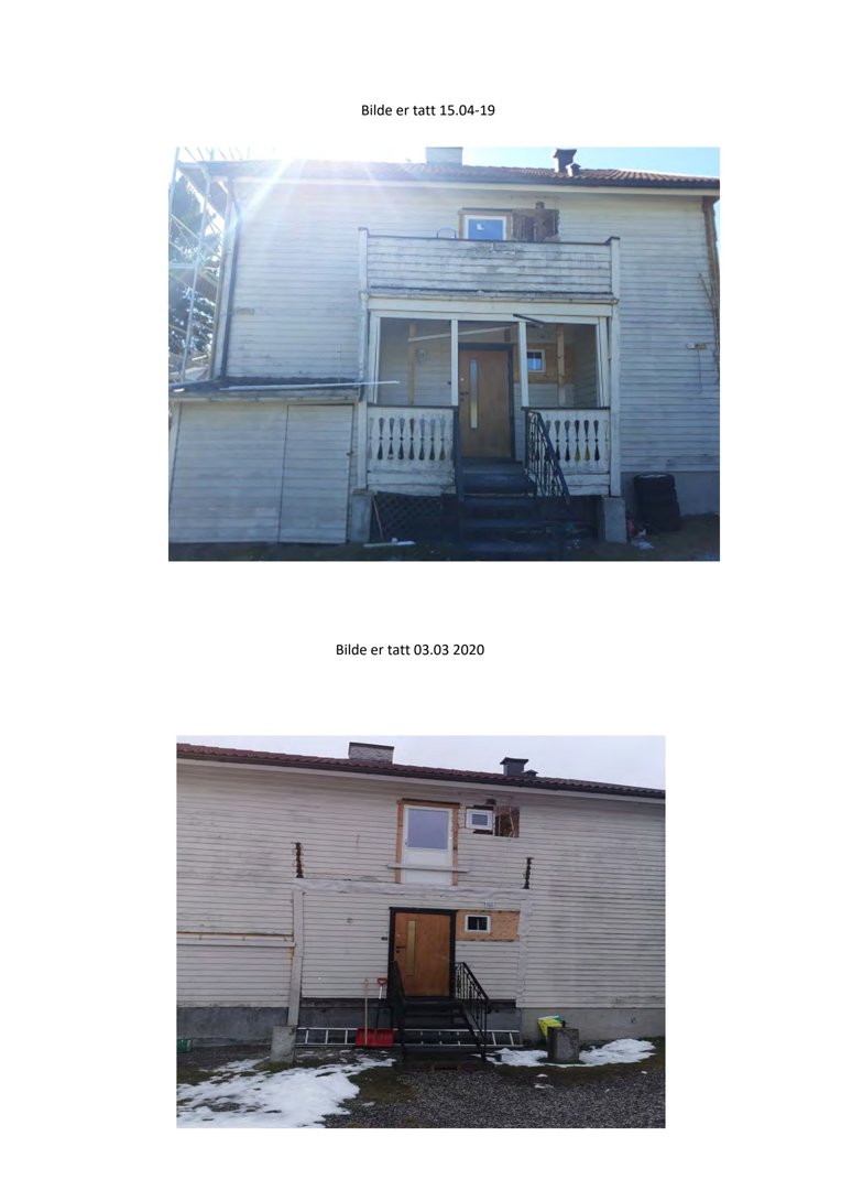 Fotografier av en bygning før og etter en ombygging eller renovering.