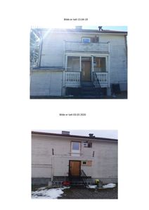 Fotografier av en bygning før og etter en ombygging eller renovering.