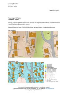 Bildet viser to kart fra en geoteknisk rapport: et oversiktskart over området og et løsmassekart som viser jordtyper.