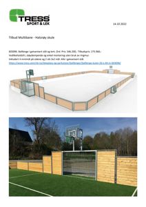 Fotografier av en ballbinger (Multibane) med omgivelser, inkludert en 3D-visualisering og et ferdigmontert eksempel.