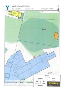 Situasjonsplan som viser eiendomsnummer (191/206, 191/353, 191/172), bygningers plassering og form i forhold til hverandre.