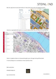 Bildet viser en digital kartvisning (kartlag) med overlagte data, sannsynligvis fra en kommunal hjemmeside, som viser eiendomsgrenser og bygninger.