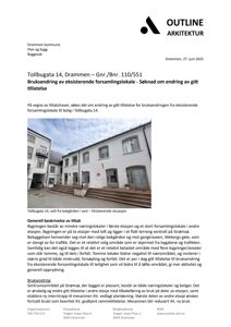 Fotografi av en eksisterende bygning sett fra bakgården i vest.