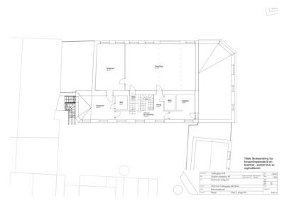 Etasjeplan (2. etasje) som viser romfordeling, dører og vinduer.