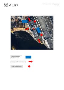 Satellittbilde (kart) over et område med overlagte symboler som viser plassering av brannvesen-relaterte fasiliteter, basert på en nøkkelen under.