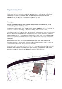 Situasjonsplan som viser eksisterende og planlagt garasje i forhold til vei og tomtegrenser.