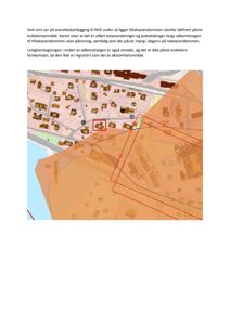 Oversiktskart (situasjonskart) som viser eiendomsforhold, topografi og geologiske forhold (kvikkleire) i et område.