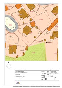 Situasjonsplan som viser tomtene (47/318, 47/390, 47/455, 47/456, 47/456, 47/184, 47/136, 47/284), bygninger, vegger og topografi i området.