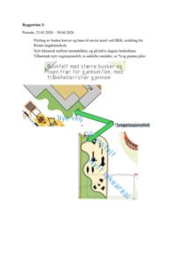 En situasjonsplan som viser planlagt endring av vegetasjon og lekeareal ved Risum ungdomsskole.