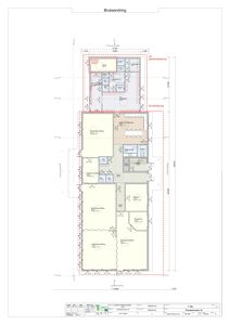 Etasjeplan som viser romfordeling og bruksendringer i en bygning.