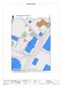 Situasjonsplan for Thorsheimveien 10 som viser tomt, bygninger og infrastruktur.