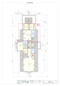 Etasjeplan (brukssendring) som viser romfordeling, dimensjoner og endringer i et bygg.
