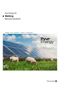 Fotografi av solpanelanlegg med sauer i forgrunnen, brukt som illustrasjon på forsiden av en melding.