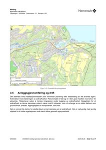 Et kart over et område (Bjørnstad) med markerte ruter og infrastruktur, inkludert en overskrift om 'tilknytningstrøse' for et solkraftverk.