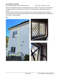 Fotografier av vinduer i en fasade, inkludert et utsnitt av hele fasaden og nærbilder av vinduene.