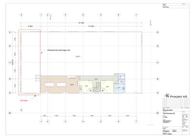 Etasjeplan (Plan 2. Etasje) som viser romfordeling, dimensjoner og endringer i eksisterende bygning.