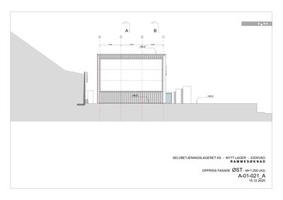 Oppriss fasade ØST - M=1:200 (A3)