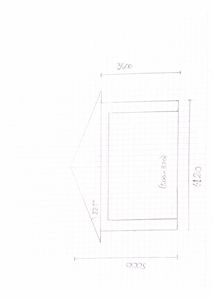 En håndtegnet teknisk detaljtegning som viser en konstruksjon med angitte mål (3600, 5120, 5000) og en vinkel (22,5°).