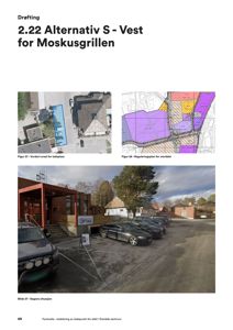 Fotografi av dagens situasjon med ladeplass og bygninger