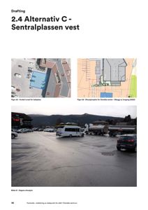 Fotografi av dagens situasjon i et ladested med bilparkering og kjøretøy.