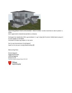 Fotografi av en eksisterende toetasjes bolig med utvendige detaljer som verandaer og trapp.