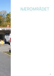 Fotografi av en bygning med en gule søppelbøtte og en sykkel foran, med tittelen 'NÆROMRÅDET' på siden.