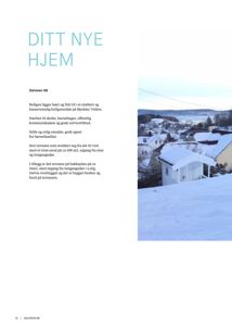 Fotografi av et boligområde med snødekke, som illustrerer beskrivelsen av eiendommen.