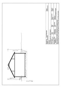 En tegning som viser fasadeopprikk (oppsett) av en bygning sett fra siden, med angitte mål og en situasjonslinje.