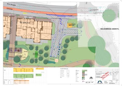 Situasjonsplan som viser tomtens beliggenhet, nabolag, vegforhold, beplantning og plassering av bygninger.